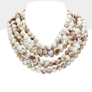 Ivory Magnetic Collar Multi Chain Strand Faceted Beaded Necklace Layered